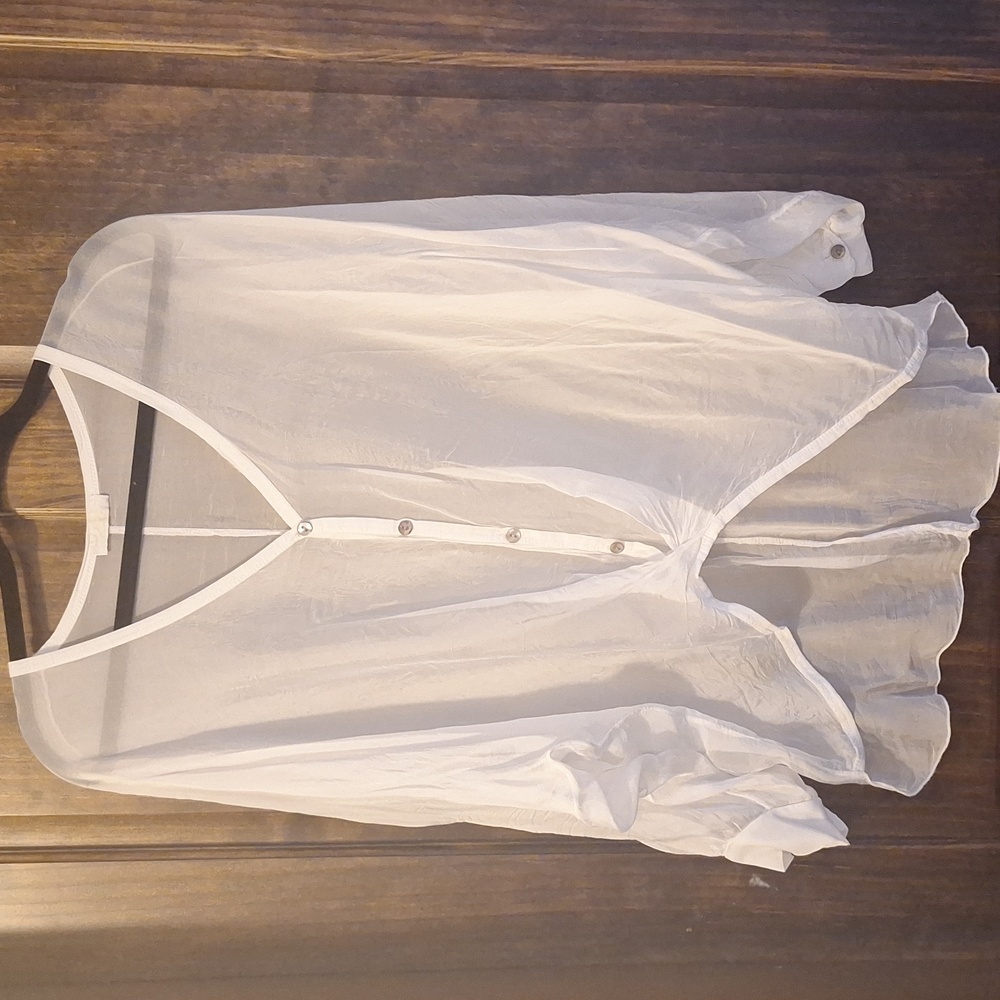 Scandal white silk sheer top